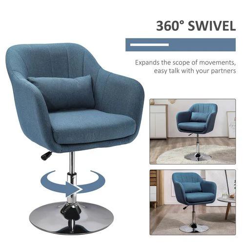 HOMCOM Stylish Retro Linen Swivel Tub Chair Steel Frame Cushion Seat Blue by HOMCOM