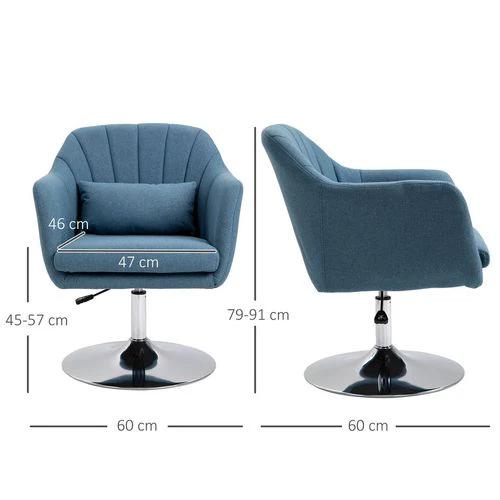 HOMCOM Stylish Retro Linen Swivel Tub Chair Steel Frame Cushion Seat Blue by HOMCOM