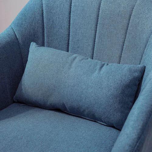 HOMCOM Stylish Retro Linen Swivel Tub Chair Steel Frame Cushion Seat Blue by HOMCOM
