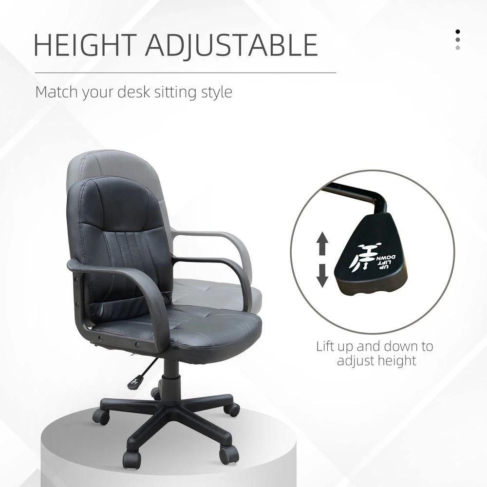 HOMCOM Swivel Executive Office Chair PU Leather Computer Desk Chair Office Furniture Gaming Seater - Black by HOMCOM