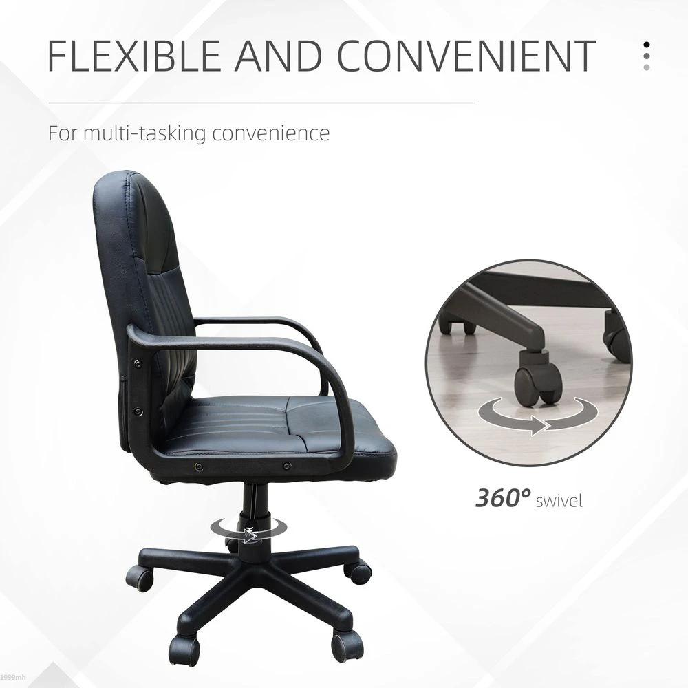 HOMCOM Swivel Executive Office Chair PU Leather Computer Desk Chair Office Furniture Gaming Seater - Black by HOMCOM