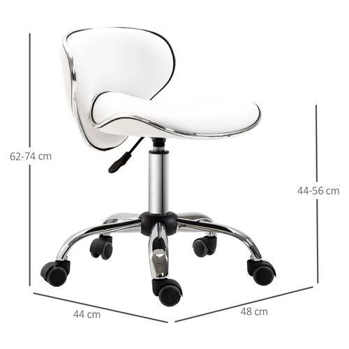 HOMCOM Office Chair Beauty Salon Rolling Technician Stool Chair Low Back White HOMCOM - Office Chair