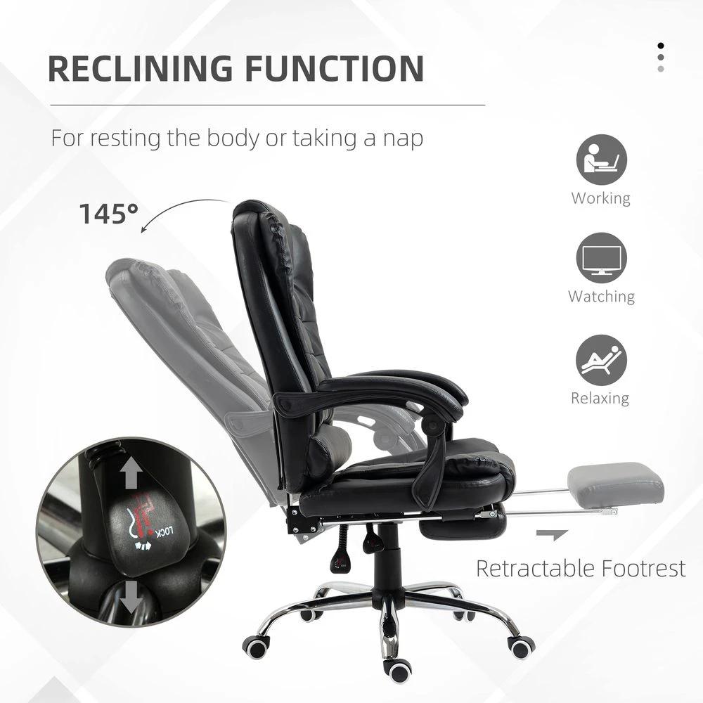 HOMCOM PU Leather Home Office Chair High Back Computer Chair with Swivel Wheels Black - Office Chair