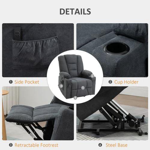 Riser and Recliner Chair w/ Remote, Lift Chair for the Elderly, Grey by HOMCOM