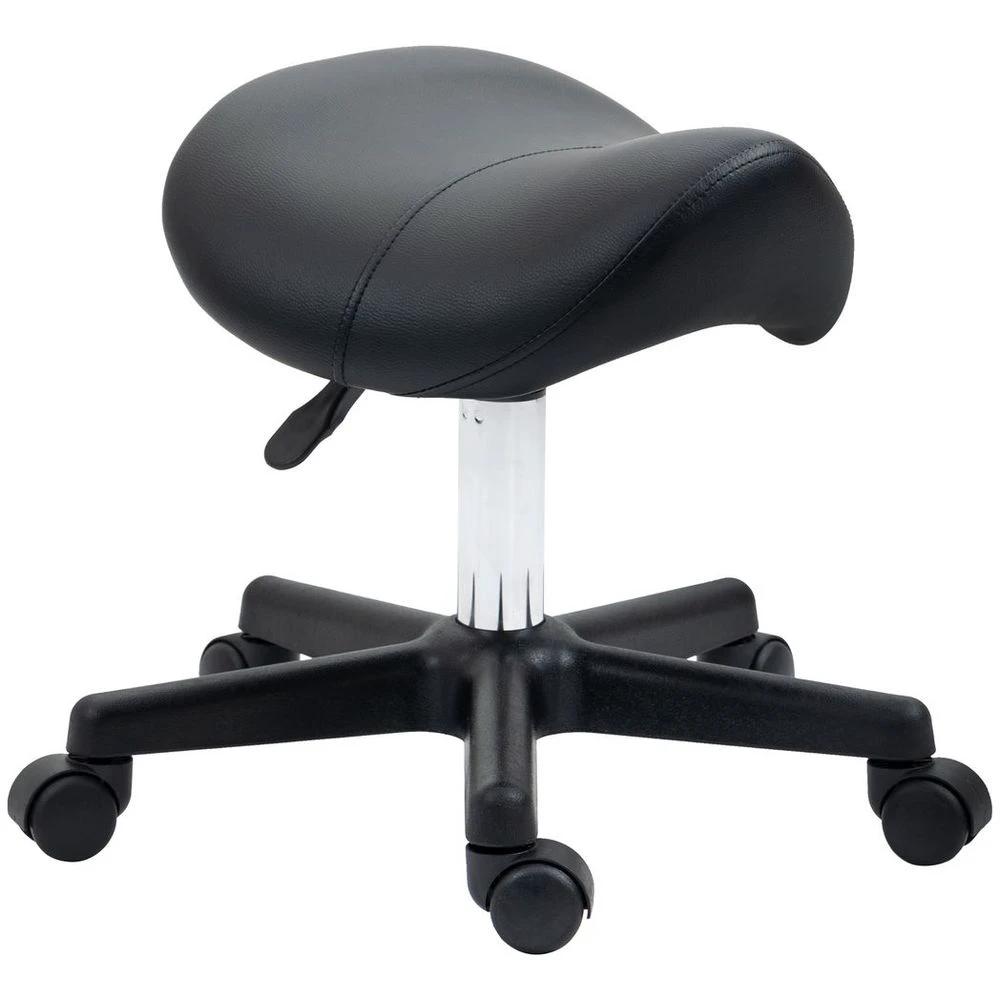 Saddle Stool PU Leather Adjustable Rolling Salon Chair Steel Frame for Massage by HOMCOM