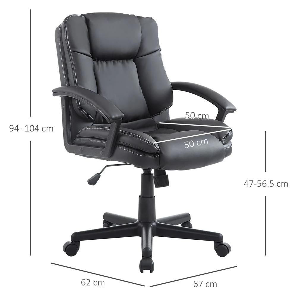 HOMCOM Swivel Executive Office Chair Mid Back PU Leather Chair w/ Arm, Black HOMCOM - Office Chair