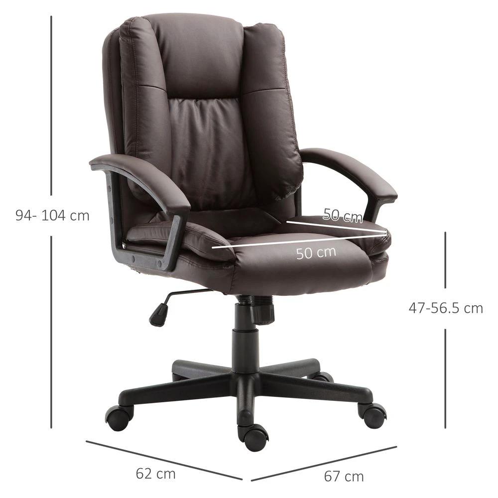 HOMCOM Swivel Executive Office Chair Mid Back PU Leather Chair w/ Arm, Brown HOMCOM - Office Chair