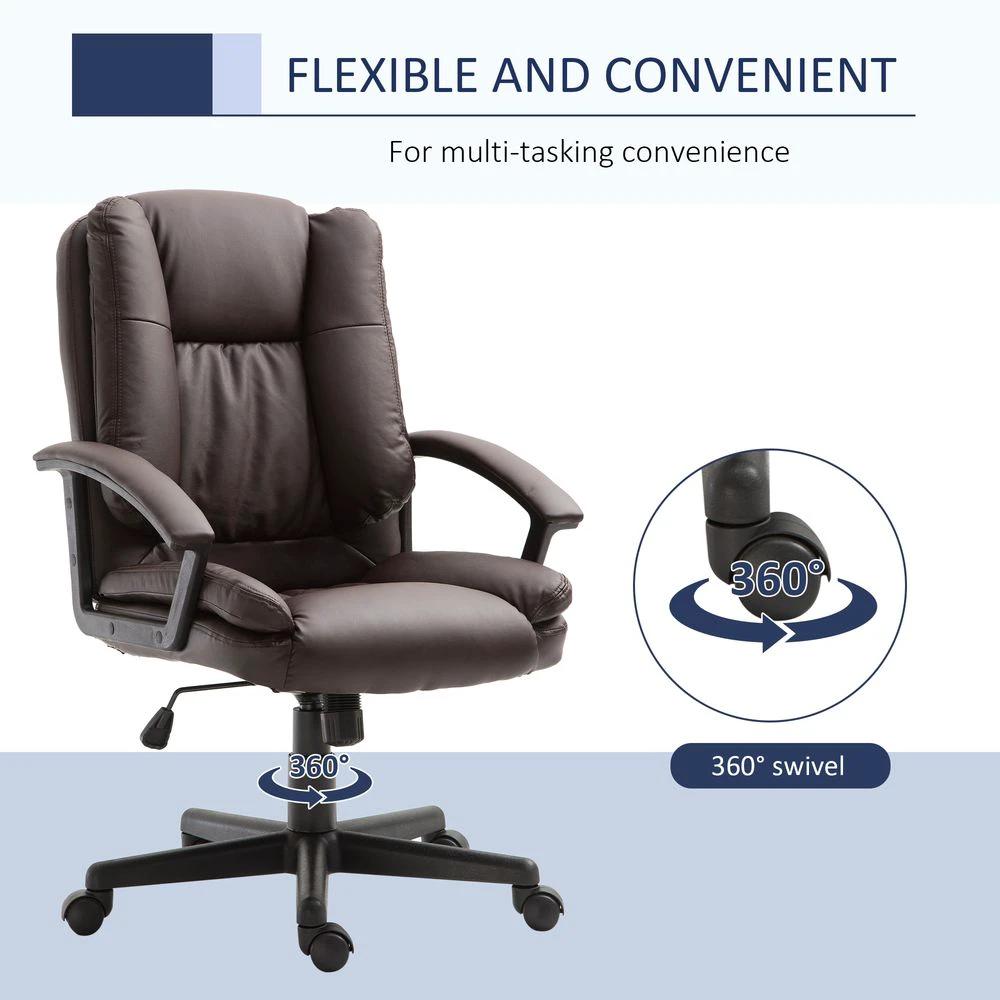 HOMCOM Swivel Executive Office Chair Mid Back PU Leather Chair w/ Arm, Brown HOMCOM - Office Chair