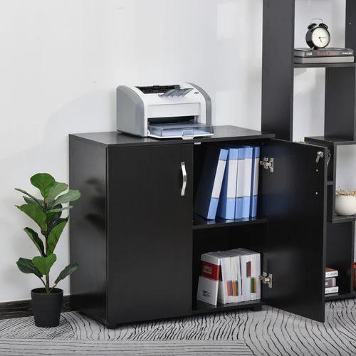 HOMCOM 2-Tier Locking Office Storage Cabinet File Organisation w/ 2 Keys Black HOMCOM - Office Storage