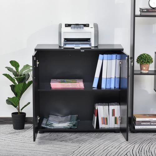HOMCOM 2-Tier Locking Office Storage Cabinet File Organisation w/ 2 Keys Black HOMCOM - Office Storage