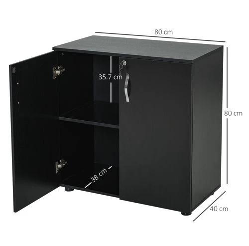 HOMCOM 2-Tier Locking Office Storage Cabinet File Organisation w/ 2 Keys Black HOMCOM - Office Storage