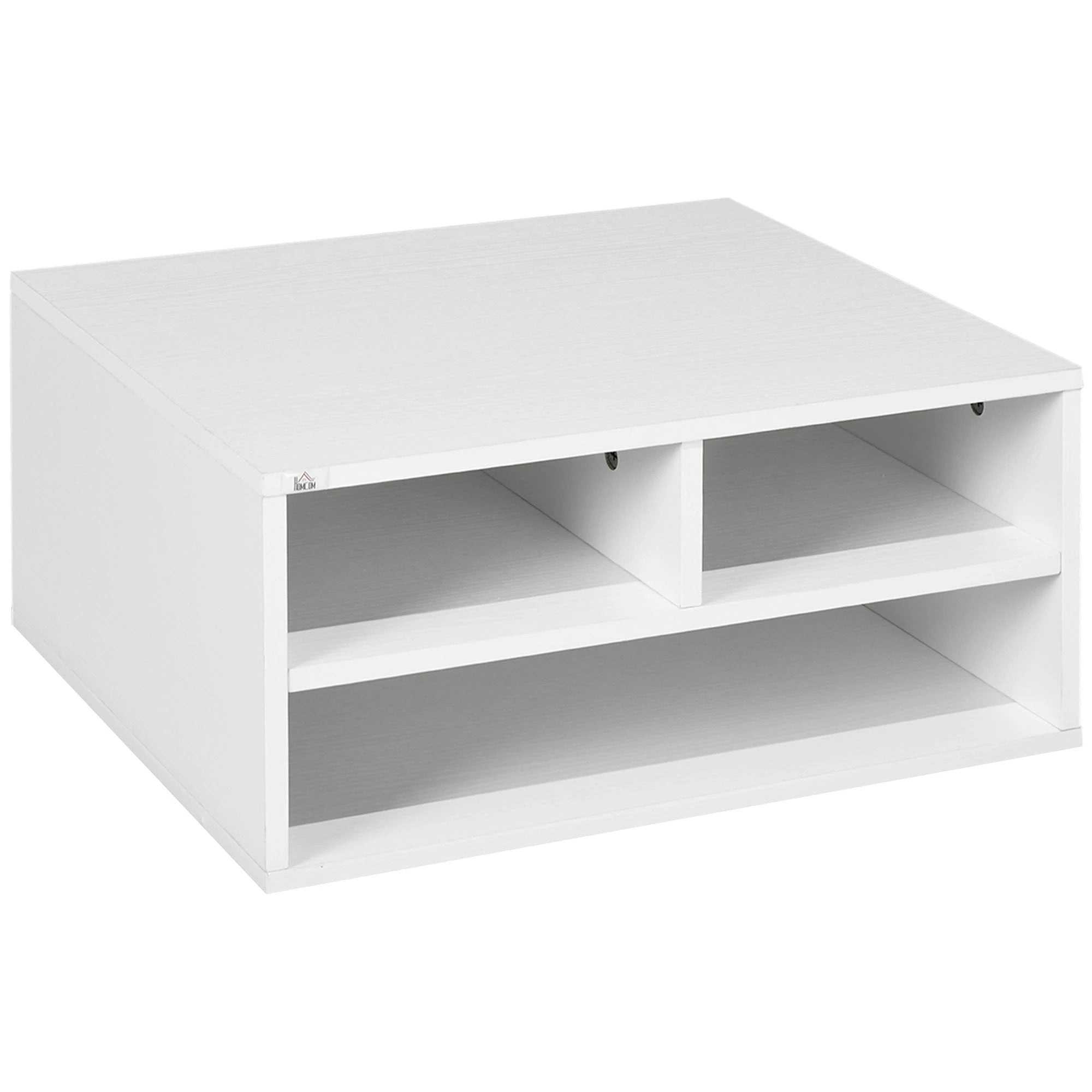 HOMCOM HOMCOM Desktop Printer Stand with 3 Open Compartments, Desk Organiser, Black - Office Storage