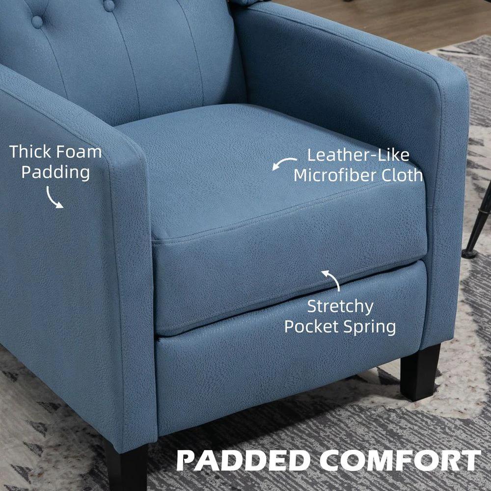 Button Tufted Microfibre Cloth Recliner Armchair for Living Room, Blue by HOMCOM