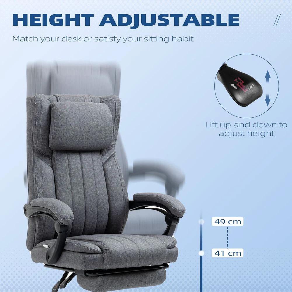 Executive Office Chair Reclining Office Chair with Headrest Dark Grey by HOMCOM