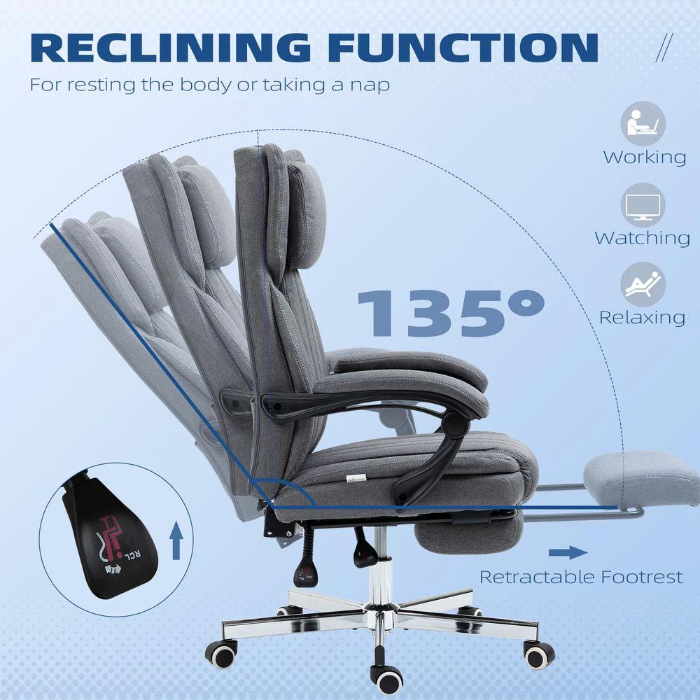 Executive Office Chair Reclining Office Chair with Headrest Dark Grey by HOMCOM