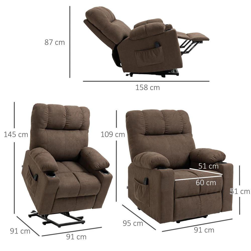 Heavy Duty Riser and Recliner Chair Lift Chair for the Elderly, Brown by HOMCOM