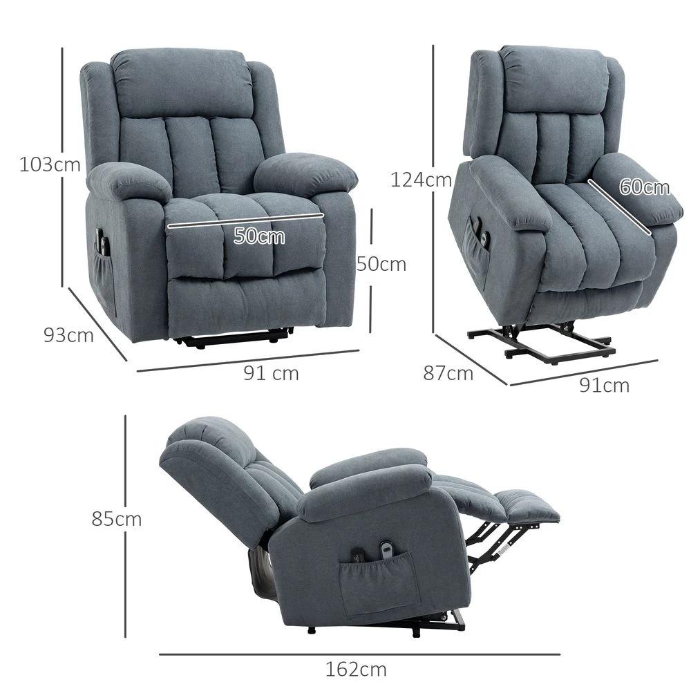 Heavy Duty Riser and Recliner Chair Lift Chair for the Elderly Dark Grey by HOMCOM