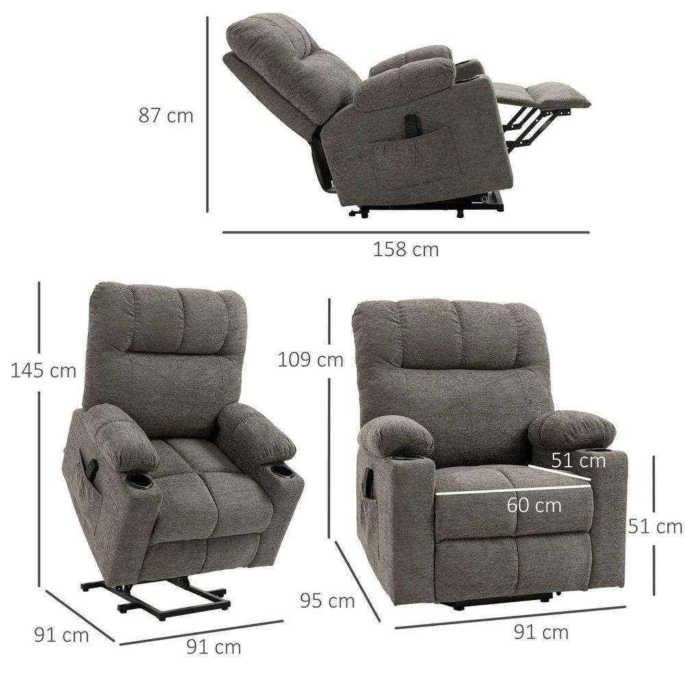 Heavy Duty Riser and Recliner Chair Lift Chair for the Elderly, Grey by HOMCOM