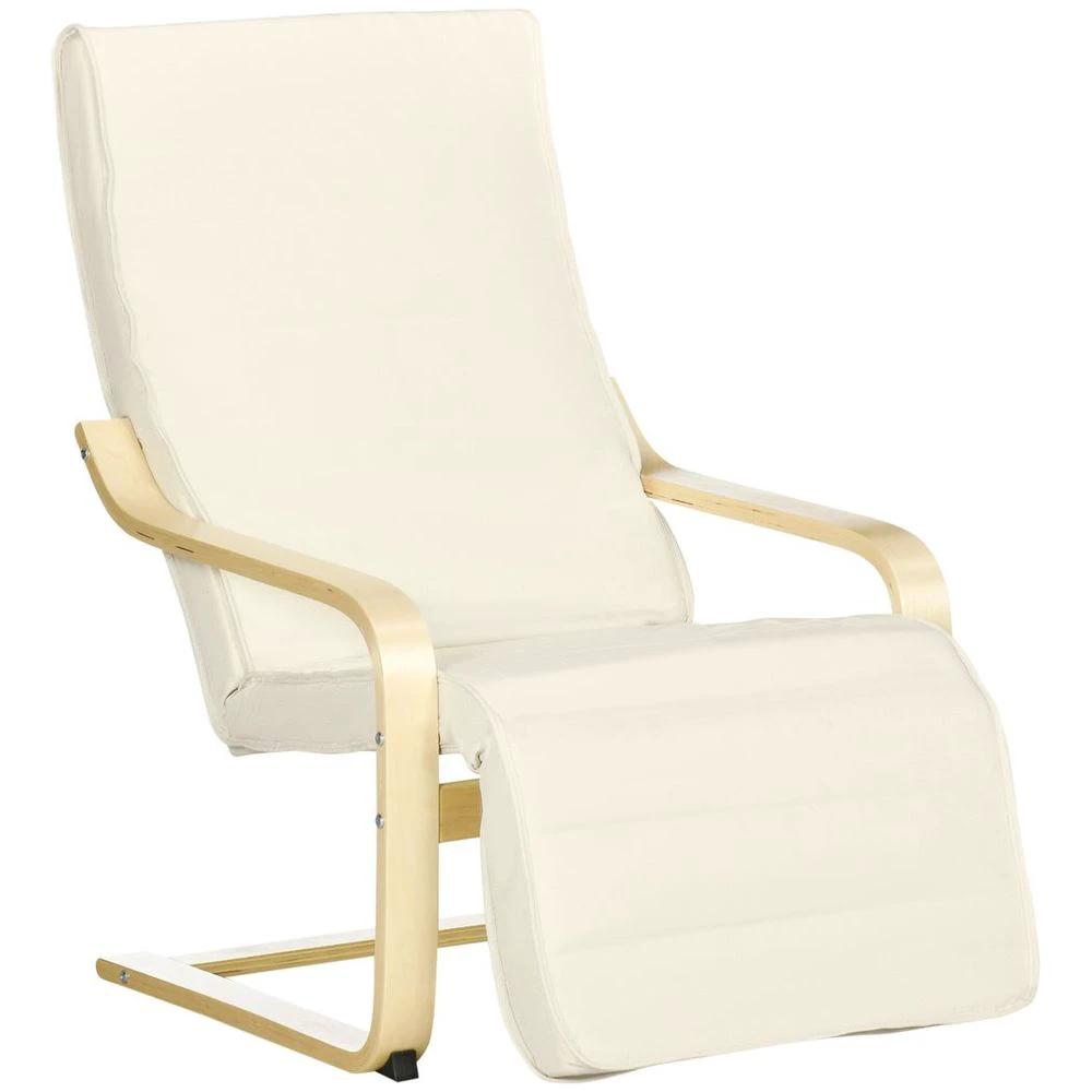 Lounge Chair Recliner Adjustable Footrest Home Cream White by HOMCOM