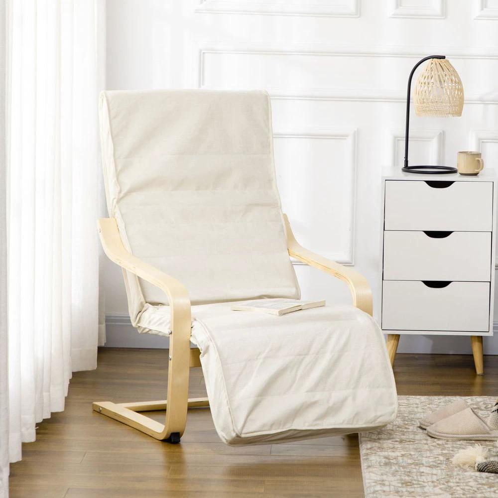 Lounge Chair Recliner Adjustable Footrest Home Cream White by HOMCOM