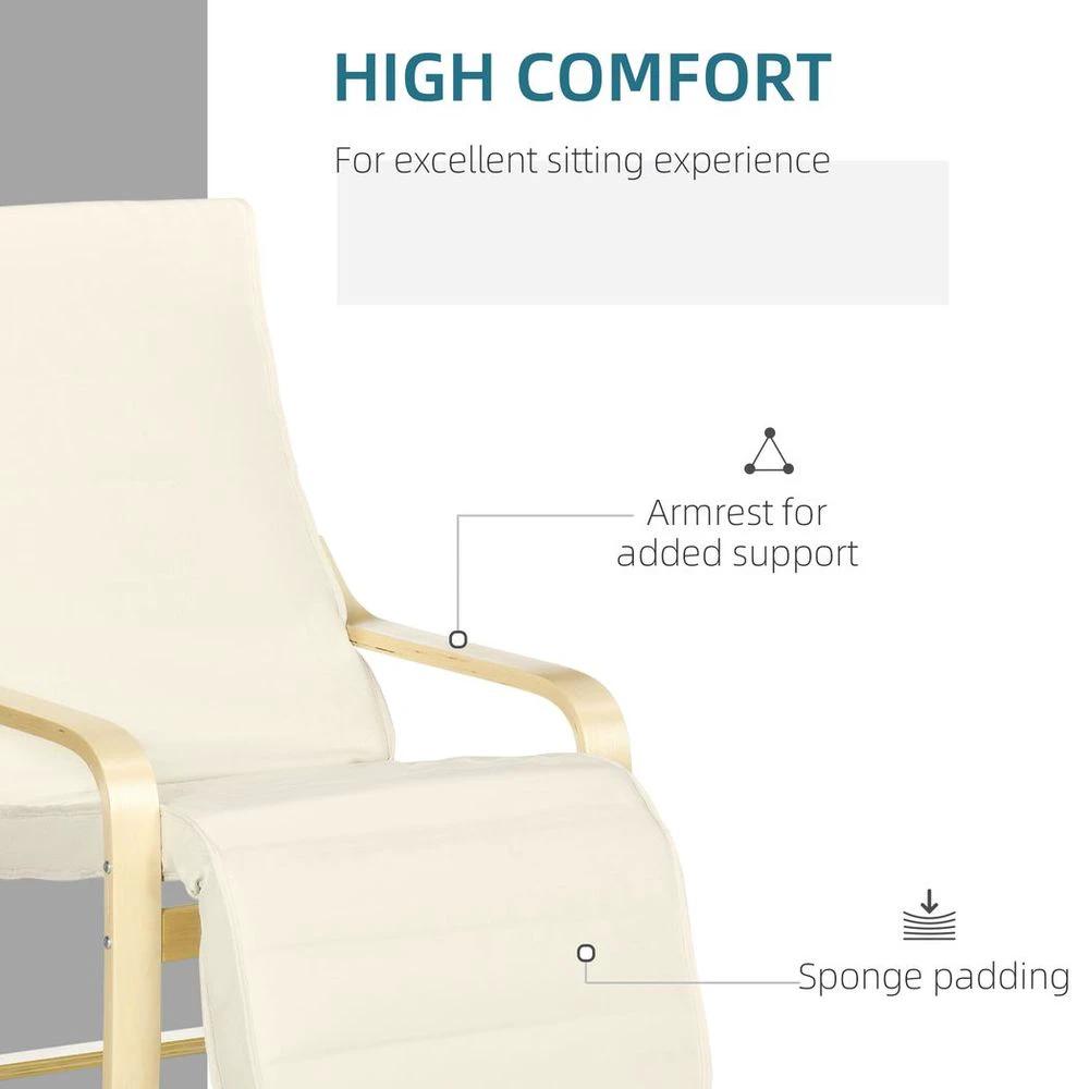 Lounge Chair Recliner Adjustable Footrest Home Cream White by HOMCOM