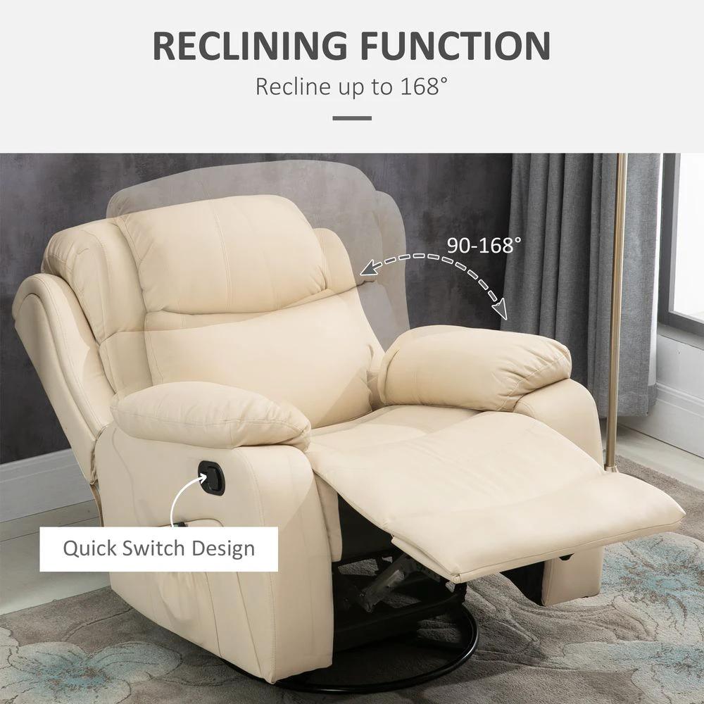Massage Recliner Chair Manual Reclining Chair with Footrest Remote Beige by HOMCOM