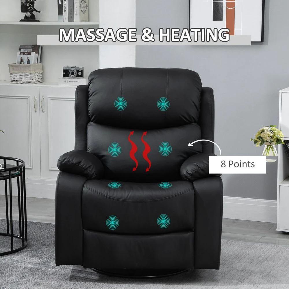 Massage Recliner Chair Manual Reclining Chair with Footrest Remote Black by HOMCOM