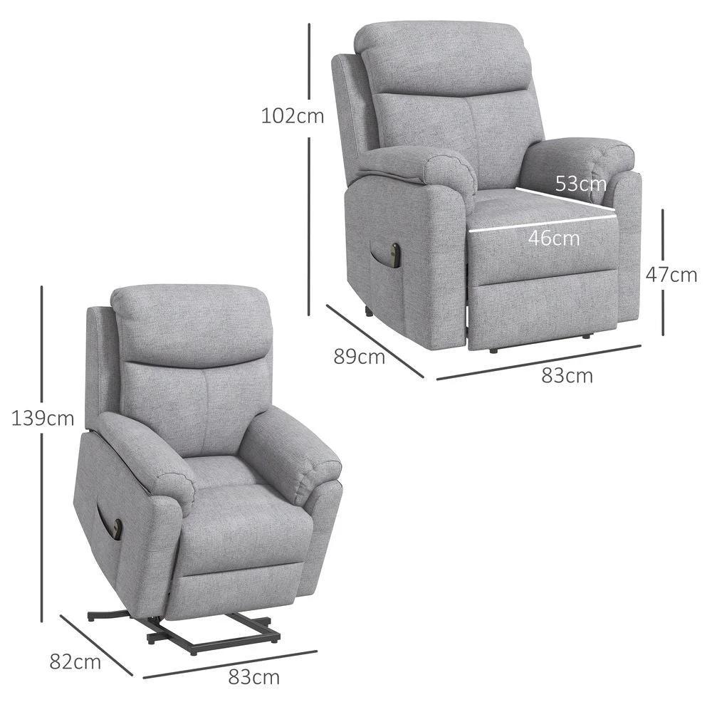 Power Lift Chair Electric Riser Recliner with Remote Control, Grey by HOMCOM