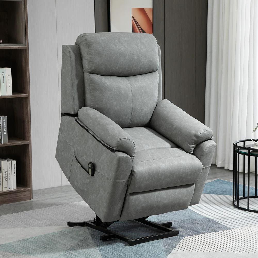 Power Lift Chair Electric Riser Recliner with Remote Control, Grey by HOMCOM