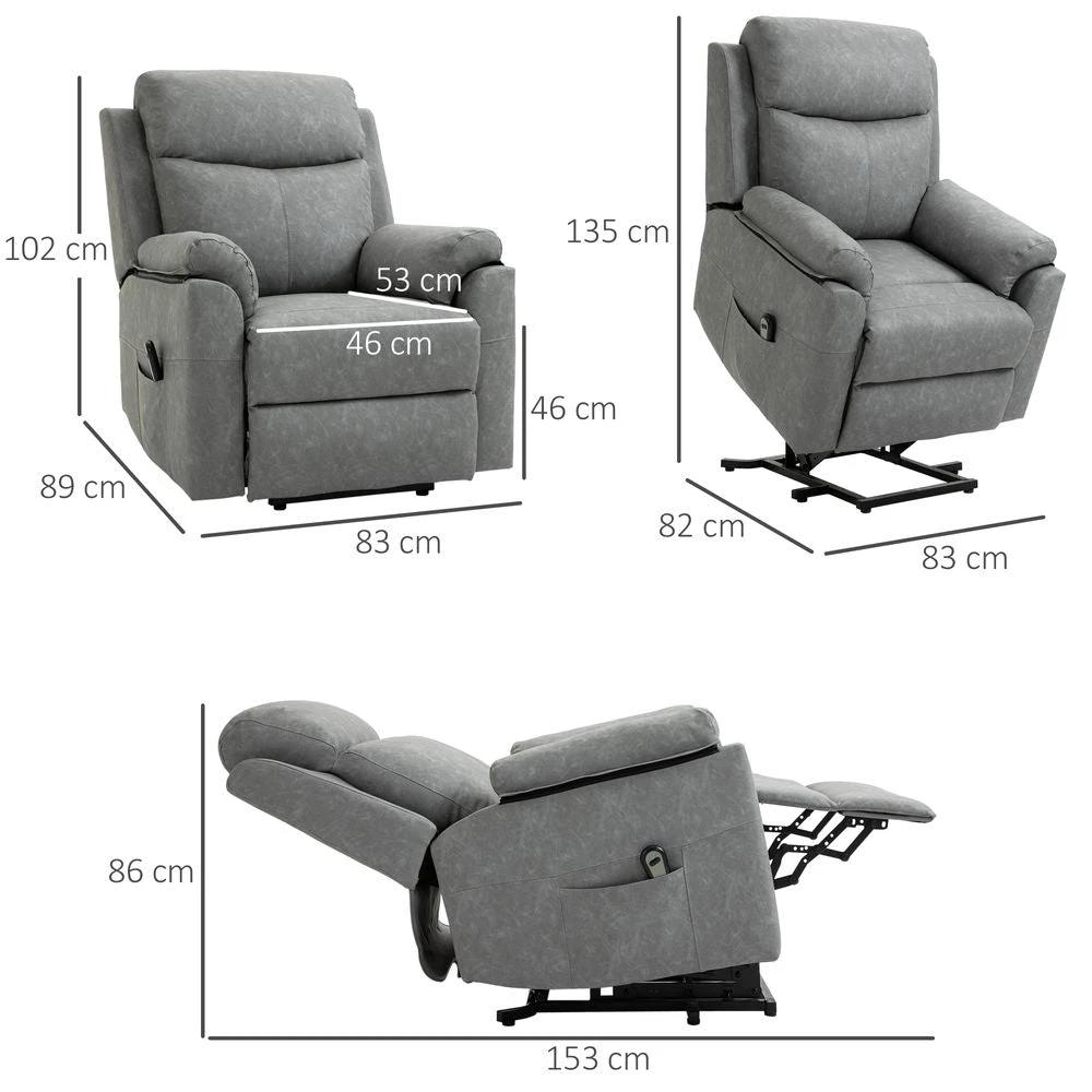 Power Lift Chair Electric Riser Recliner with Remote Control, Grey by HOMCOM