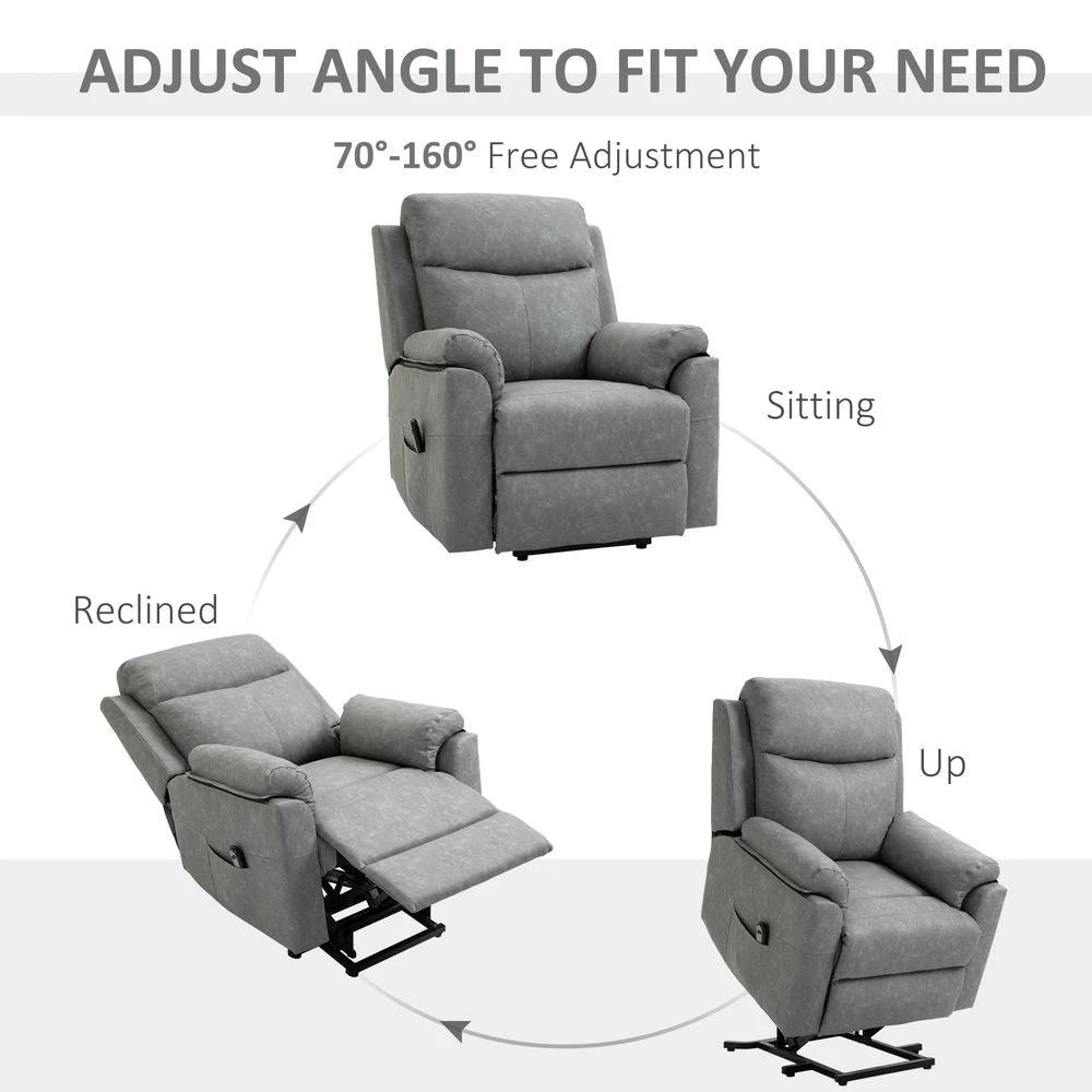 Power Lift Chair Electric Riser Recliner with Remote Control, Grey by HOMCOM