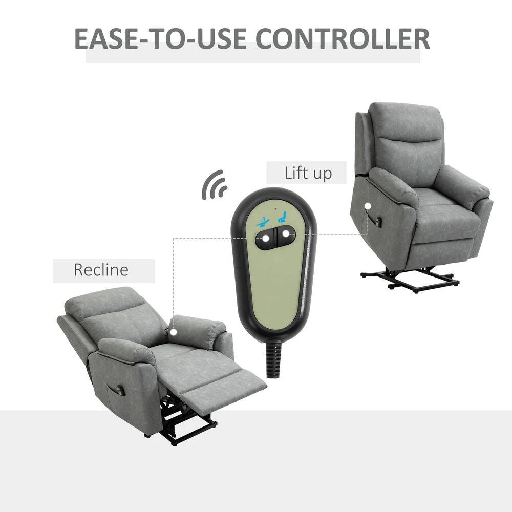 Power Lift Chair Electric Riser Recliner with Remote Control, Grey by HOMCOM