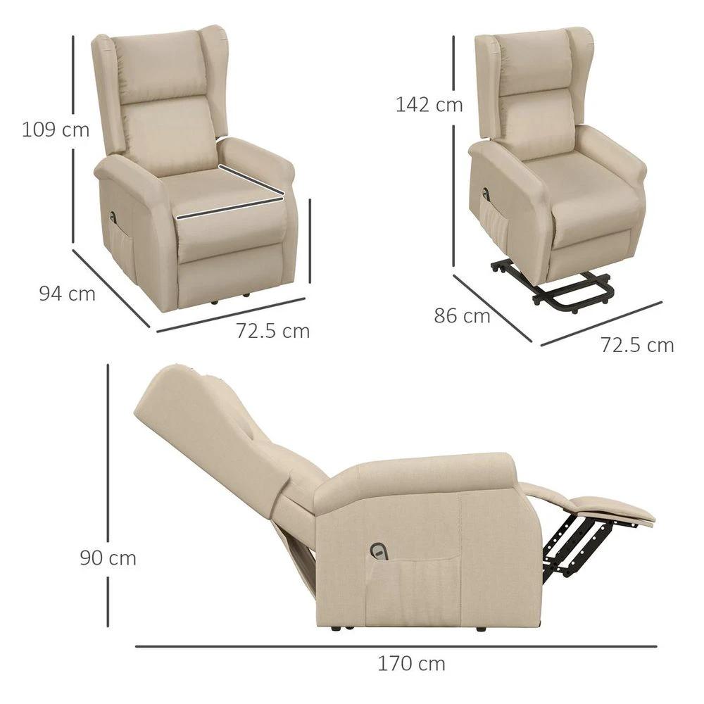Power Lift Chair for the Elderly Fabric Recliner Armchair w/ Remote Beige by HOMCOM