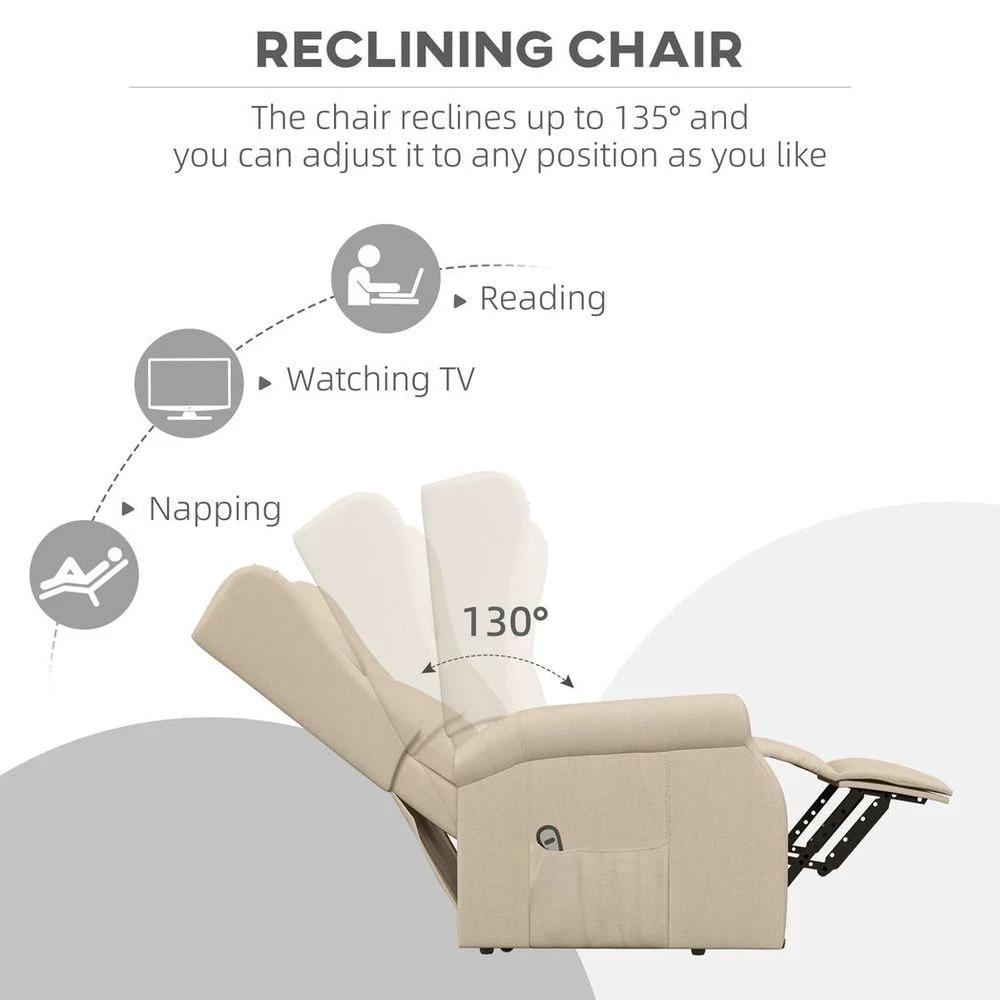 Power Lift Chair for the Elderly Fabric Recliner Armchair w/ Remote Beige by HOMCOM