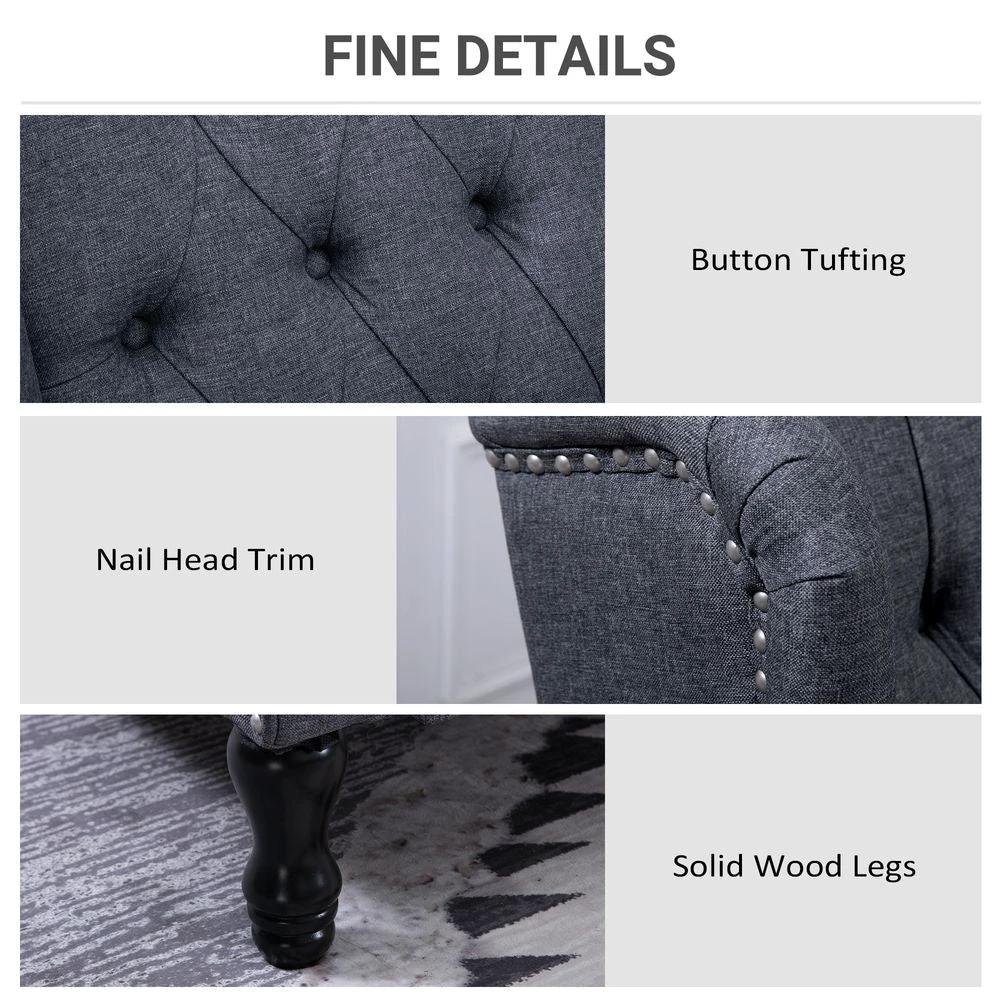 Recliner Armchair for Living Room Fabric Reclining Chair w/ Footrest Dark Grey by HOMCOM