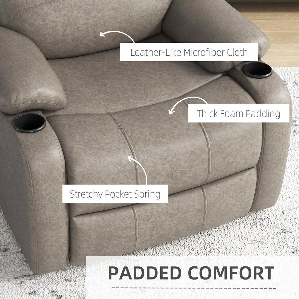 Recliner Armchair for Living Room, Recliner Chair with Cup Holder by HOMCOM