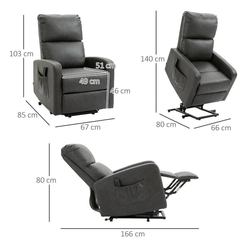 Riser and Recliner Chair, Lift Chair for Living Room w/ Remote, Grey by HOMCOM