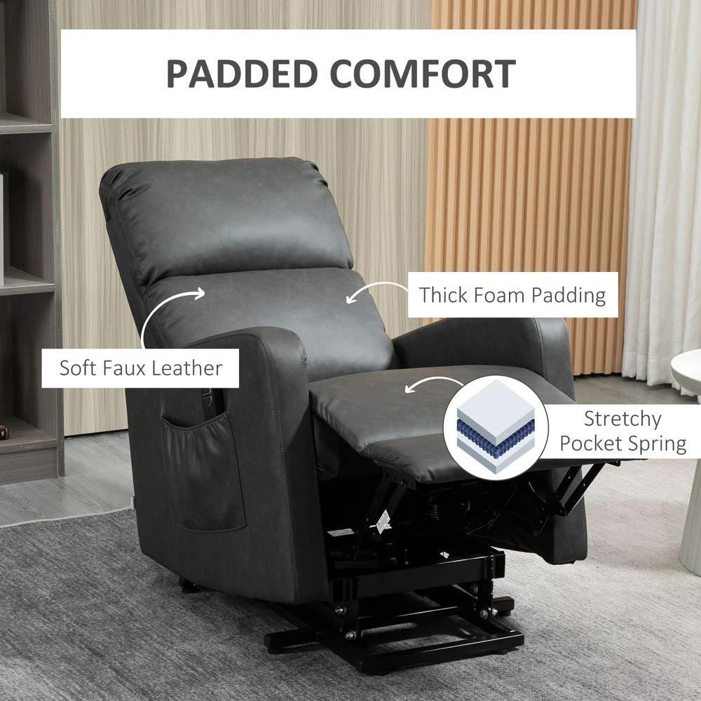Riser and Recliner Chair, Lift Chair for Living Room w/ Remote, Grey by HOMCOM