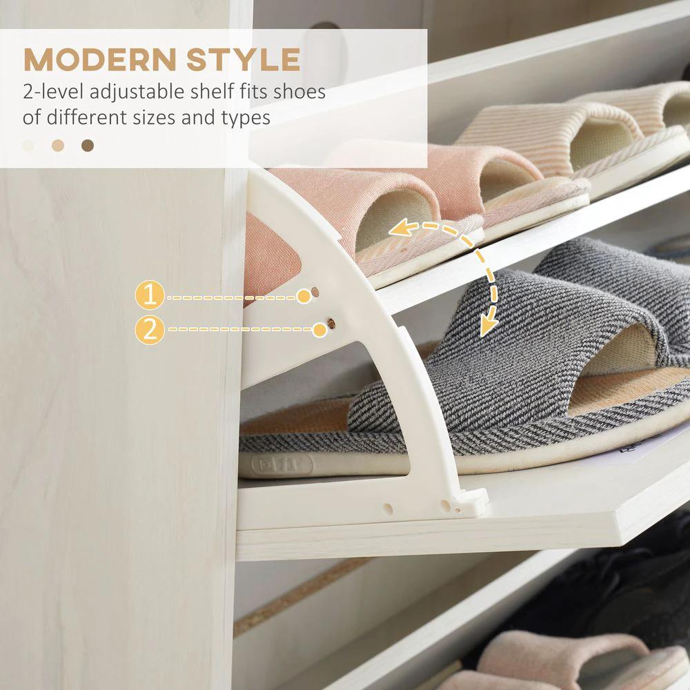 12 Pair Slim Shoe Storage Cabinet Homcomw/ 3 Flip Drawers for Entryway Hallway by HOMCOM