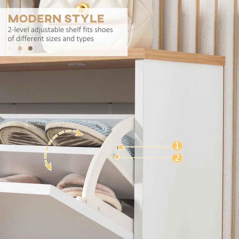 12 Pair Slim Shoe Storage Cabinet Homcomw/ 3 Flip Drawers for Entryway Hallway by HOMCOM