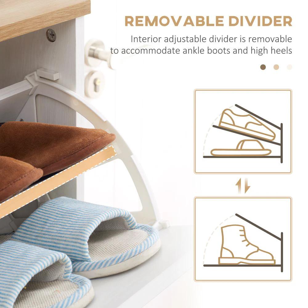 12 Pair Slim Shoe Storage Cabinet Homcomw/ 3 Flip Drawers for Entryway Hallway by HOMCOM