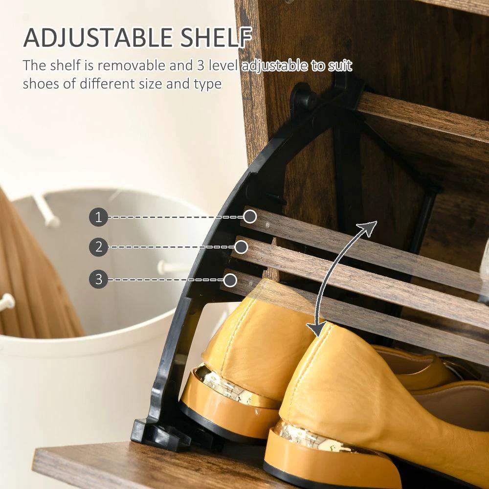 2 Drawer Shoe Cabinet Industrial Shoe Cupboard Homcom Flip Doors for Hallway by HOMCOM