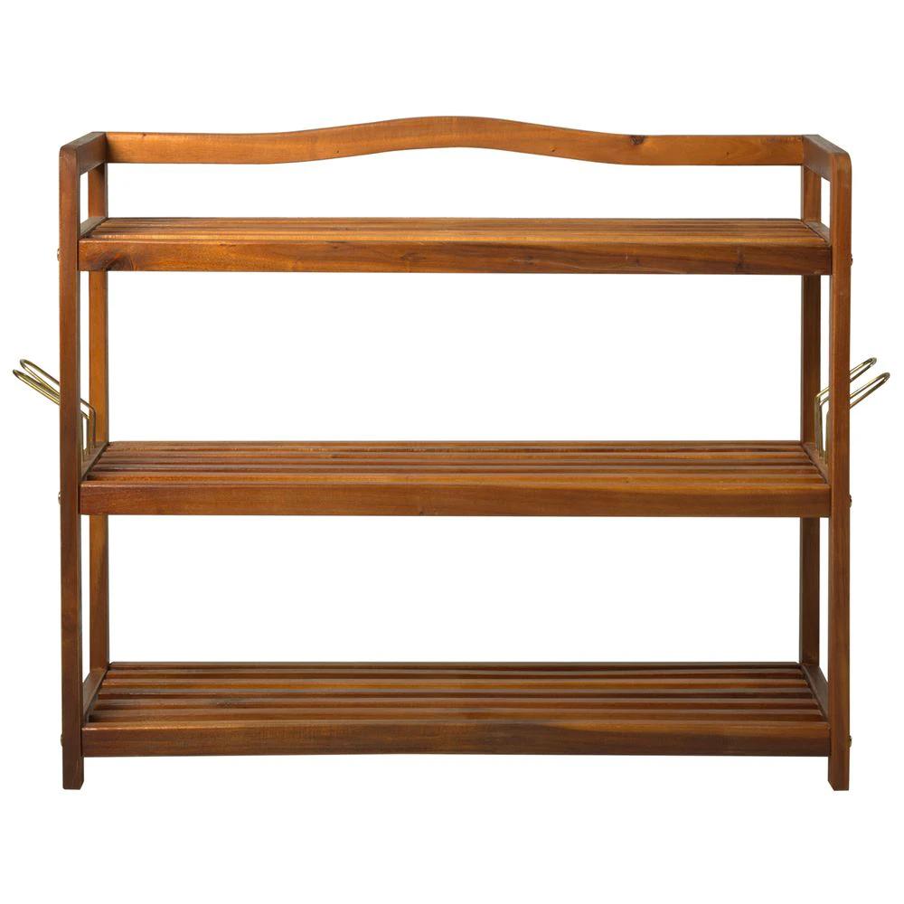 3-Tier Homcom Shoe Rack, Acacia Wooden2 Hangers, Holds up to 12 Pairs, by HOMCOM