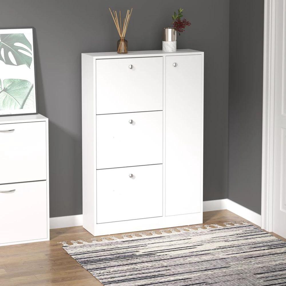 4 Compartment Shoe Storage Cabinet w/ Shelves Footwear Home Office Hallway by HOMCOM