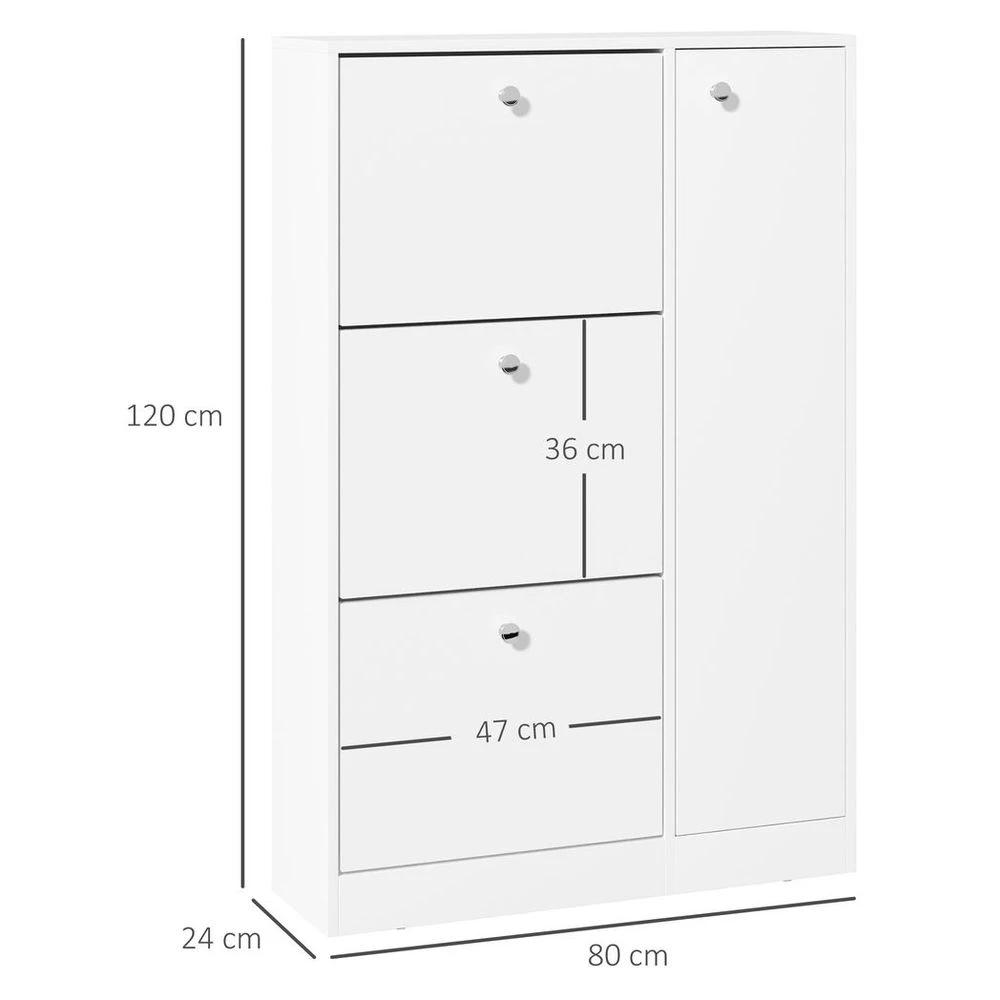 4 Compartment Shoe Storage Cabinet w/ Shelves Footwear Home Office Hallway by HOMCOM