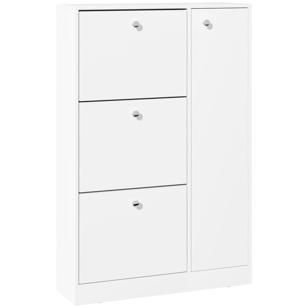4 Compartment Shoe Storage Cabinet w/ Shelves Footwear Home Office Hallway by HOMCOM