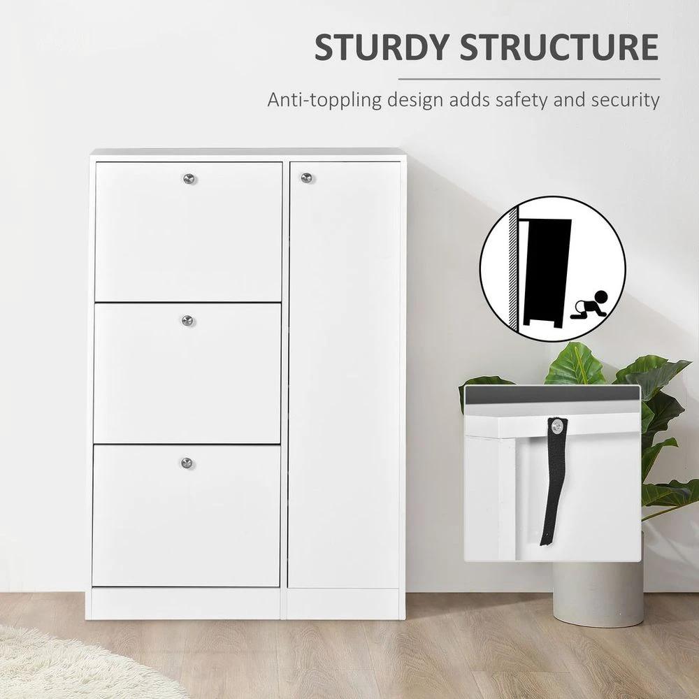 4 Compartment Shoe Storage Cabinet w/ Shelves Footwear Home Office Hallway by HOMCOM