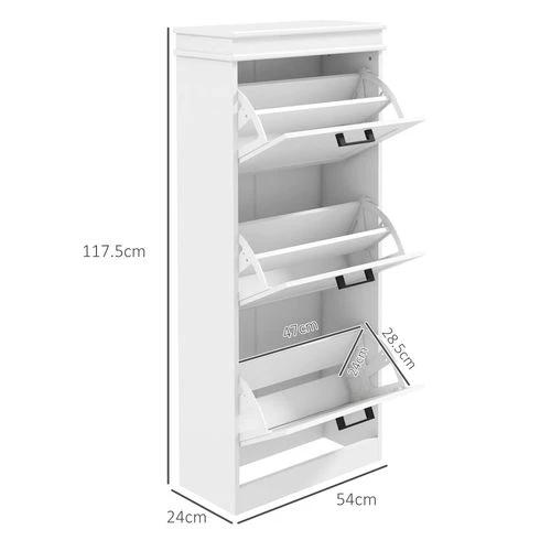 HOMCOM HOMCOM Slim Shoe Storage Cabinet with 3 Flip Drawers for Entryway, White - Shoe Storage