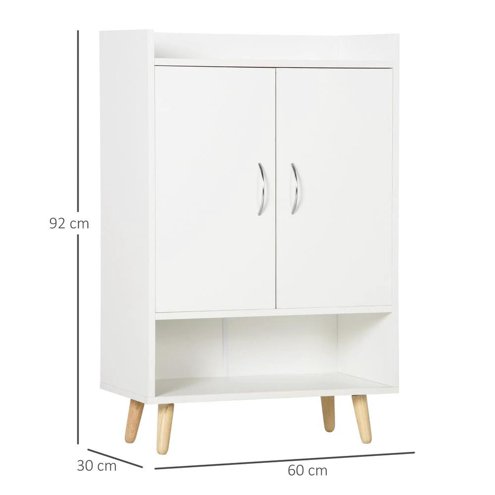 HOMCOM Modern Shoe Cabinet Storage Organizer w/ Doors and Shelves for Entryway - Uncategorized Shoe Storage