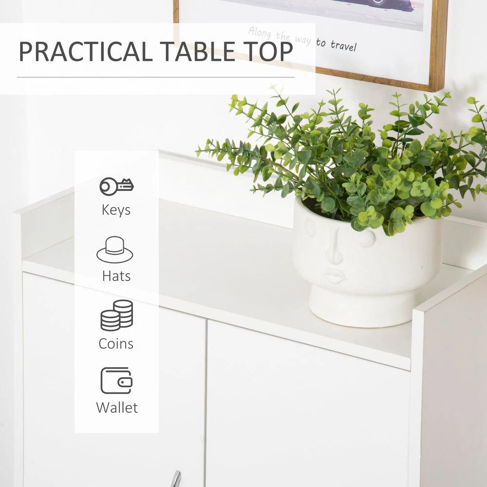 HOMCOM Modern Shoe Cabinet Storage Organizer w/ Doors and Shelves for Entryway - Uncategorized Shoe Storage
